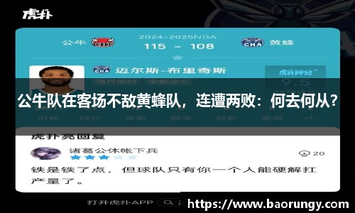 公牛队在客场不敌黄蜂队，连遭两败：何去何从？